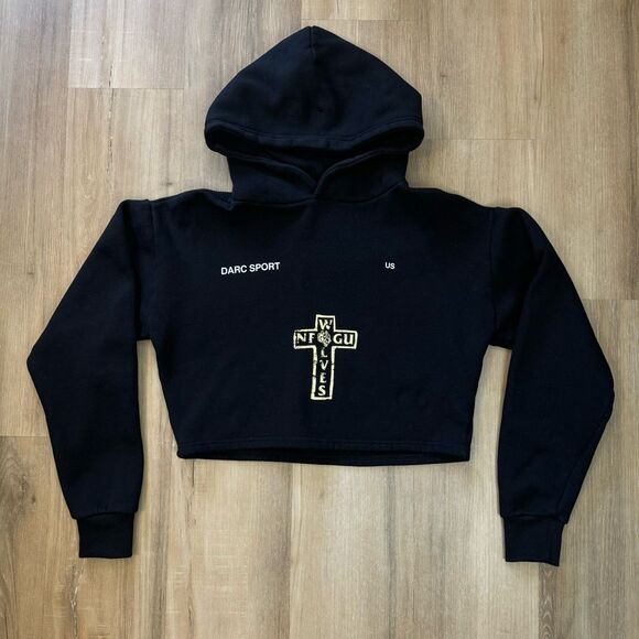 Darc Sport Tops - Darc Sport Women's M Cropped Hoodie Sweatshirt Black Wolves Cross Pump Cover